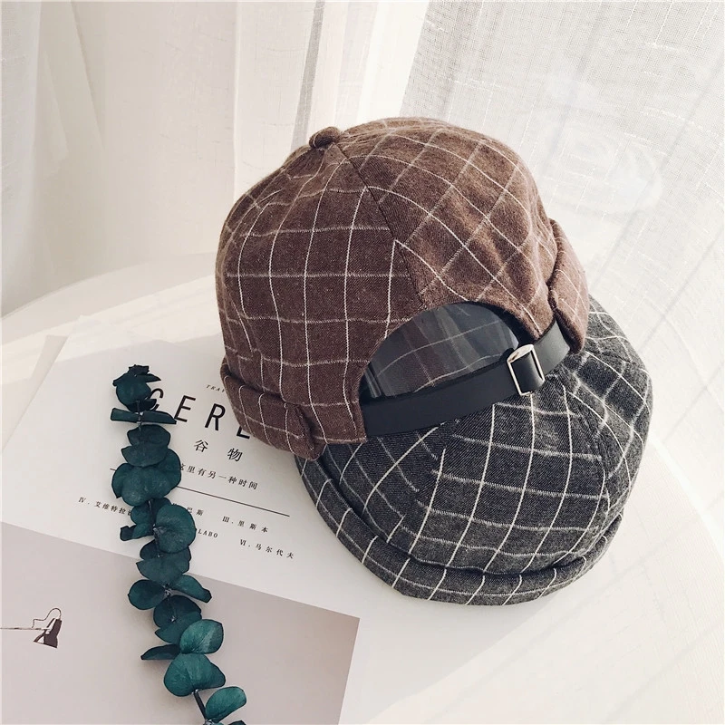 Клетчатые хлопковые однотонные повседневные шапочки для мужчин и женщин, зимняя шапка в стиле хип-хоп, облегающая шапка унисекс