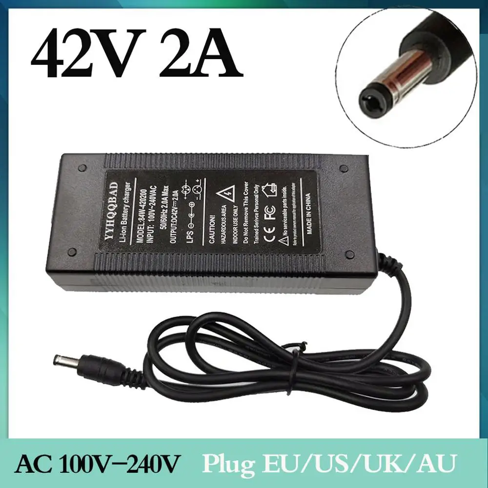 

36V 2A battery charger Output 42V 2A Charger Input 100-240 VAC Lithium Li-ion Li-poly Charger For 10Series 36V Electric Bike