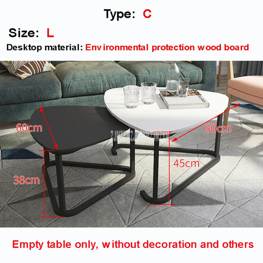Нордический чайный столик, два небольших стола, простая современная гостиная, роскошный европейский стиль, креативный столик из закаленного стекла - Цвет: C Type  Black White