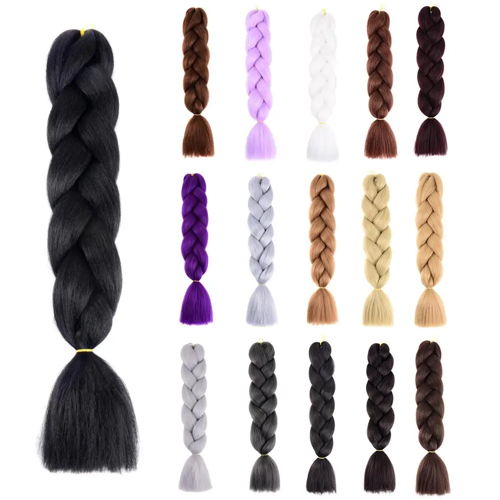 

Solid Color Synthetic Hair Extensions African Braids Crochet Braiding Ponytail