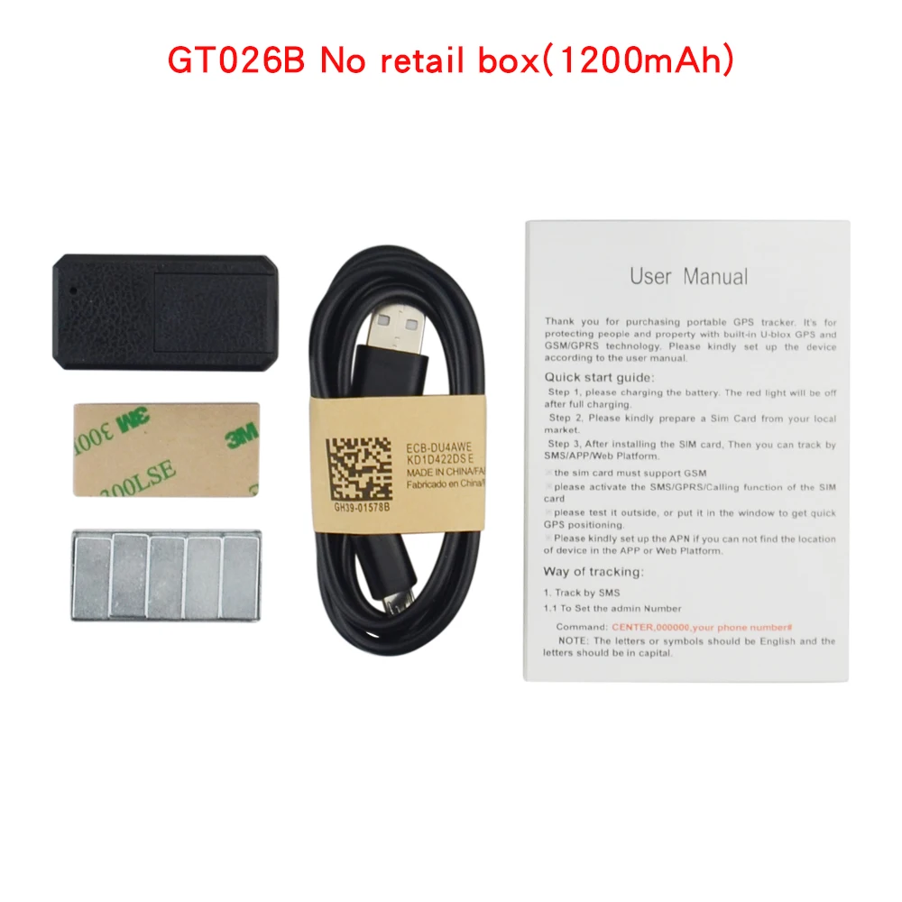 GT026B no box Мини gps трекер GT026 магнитное многофункциональное устройство слежения для автомобиля персональный с длительным временем ожидания история трек - Цвет: GT026B no box