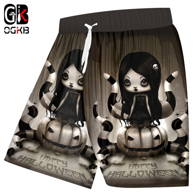 OGKB мужские шорты для Хэллоуина с 3D принтом тыквы ужас Девушка унисекс одежда Спортивная одежда для фитнеса мужские шорты