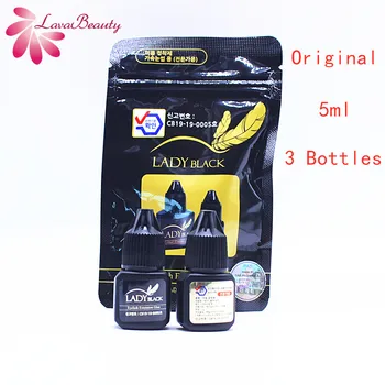 

Lava Lash Eyelash Extensions Glue Korea Lady Black Glue 3 bottles 5ml, Eyelash Extensions Glue 2-3s Fast Drying Duration 4 Weeks