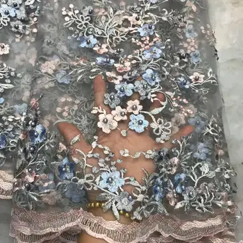 

Fashion African Lace Fabric High Quality Pink Lace Nigerian Lace Fabric 2020 High Quality Lace With Beaded 5yards YY12628