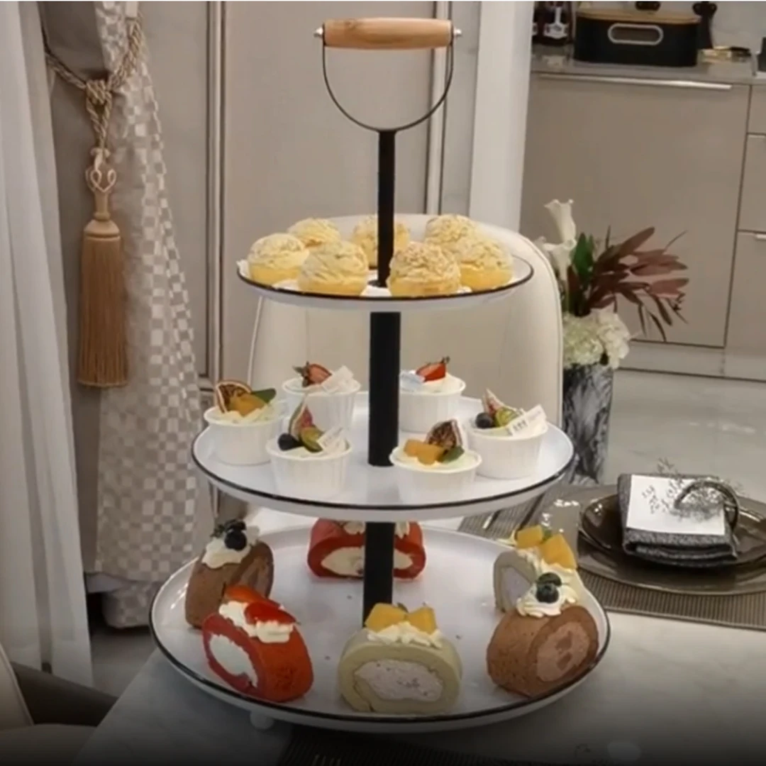 3 Tier Cake Stand Galvanized Metal Serving Tray Plant Dessert Cupcake Fruit Tiered Platter Vintage Decor for Home Party Kitchen