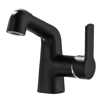 

Direct Pull-Out Copper Hot and Cold Black Washbasin Basin Mixing Faucet Modern Minimalist 60cm Bidet M302 1.5mpa Wrench Formula