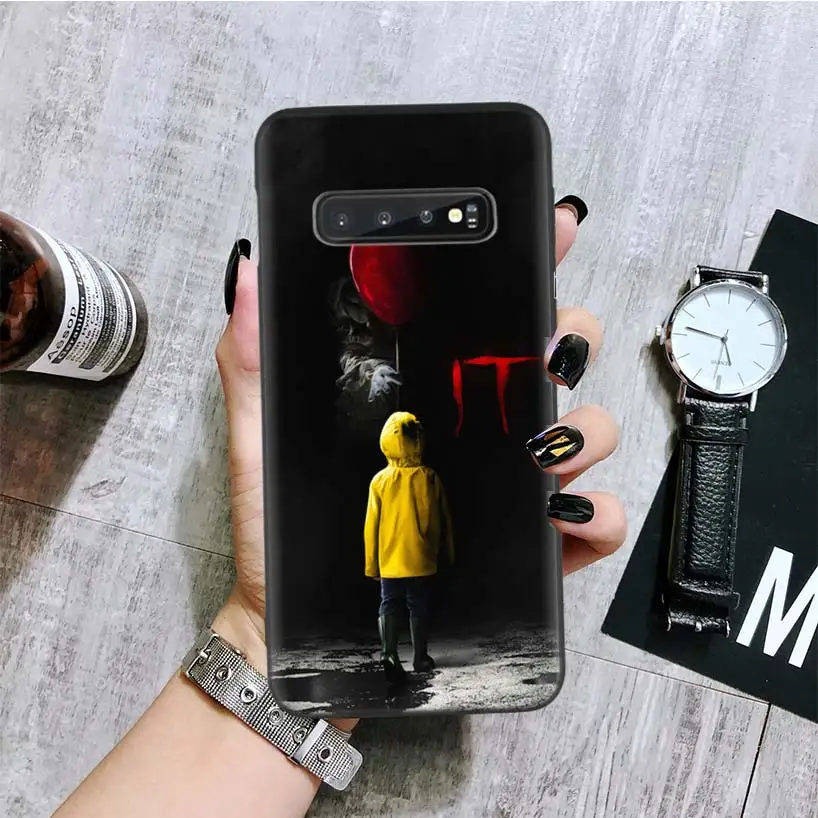 Черный чехол для samsung Galaxy S10+ Plus Lite Note 10 9 8 S9 S8 J4 J6+ Plus S7 S6 Edge Capa