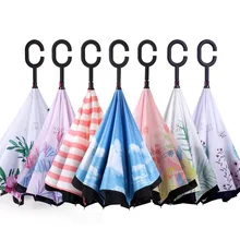 Creative men and women double umbrella reverse umbrella long handle umbrella free c handle can be customized free shipping palony free shipping manual opening wooden handle long umbrella bride parasol lace umbrella