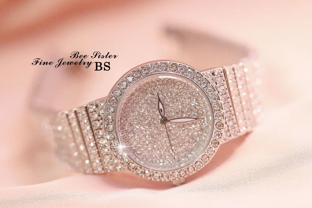 Для женщин Роскошные часы из розового золота с бриллиантами часы представительского класса дамские Нержавеющая сталь модные женские Стразы блестящие повседневные часы в подарок