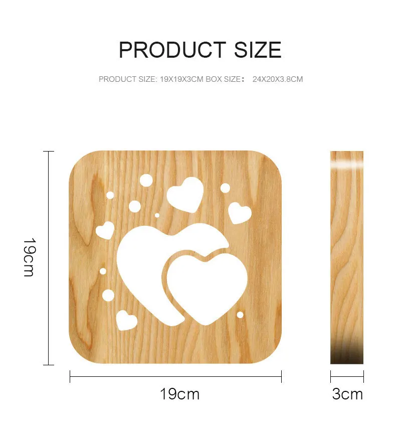 3D Wooden Night Lamp Love Heart Hollow Design LED Night Light Bedside Lamp for Valentine's Day Gift or Room Club Decoration (3)