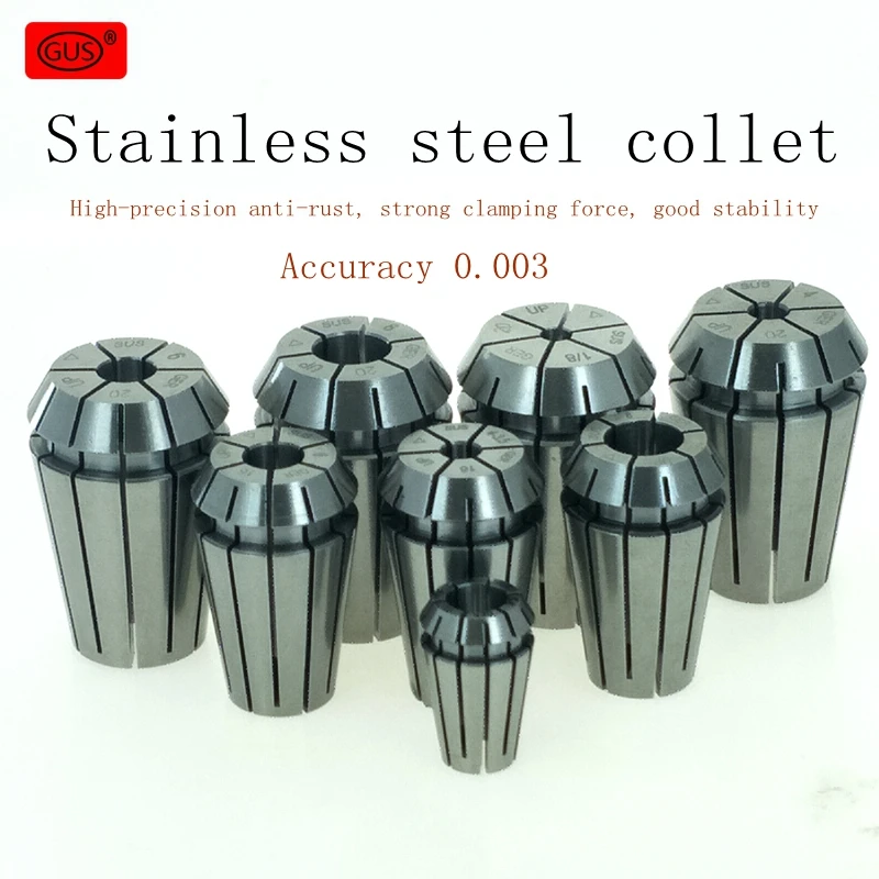 

GUS Stainless steel high-precision ER elastic collet ER11 ER16 ER20 anti-rust collet Accuracy 0.003