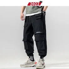 Японская уличная одежда, брюки карго для мужчин, Мужские штаны для бега в стиле хип-хоп, мужские черные комбинезоны с карманами, модные спортивные штаны