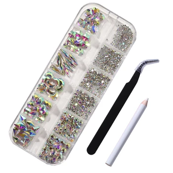 

Nail Art Rhinestones Set/Mixed Style 120Pcs-2000Pcs Nail Art Rhinestones Decorations Set DIY Accessories AB Color Crystal Nails