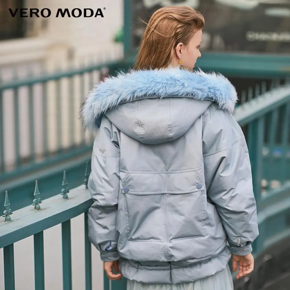 Vero Moda Новое Женское зимнее пальто свободного кроя с меховым воротником и открытыми плечами верхняя одежда с подкладкой | 319409518