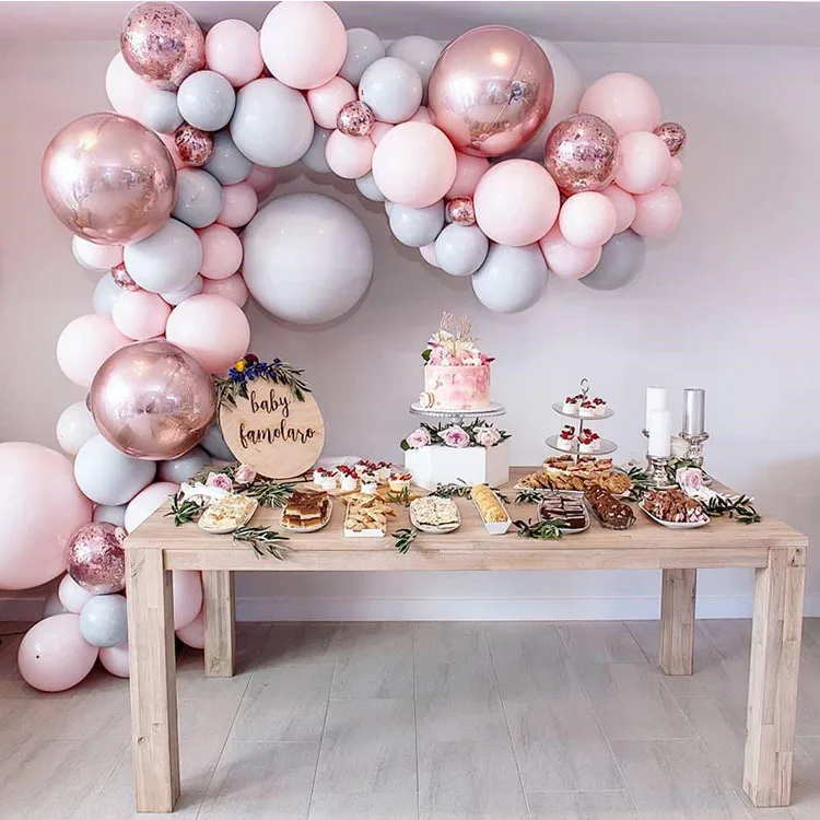 95 шт./компл. голубой пастельный воздушные шары-гирлянды арочный комплект конфетти с днем рождения Свадьба Baby Shower юбилей, вечеринка, украшение - Цвет: Розовый