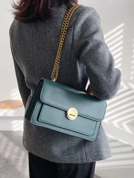 

Solid color Square Crossbody Bag 2020 Fashion New Quality PU Leather Women's Designer Handbag Lock Chain Shoulder Messenger Bag