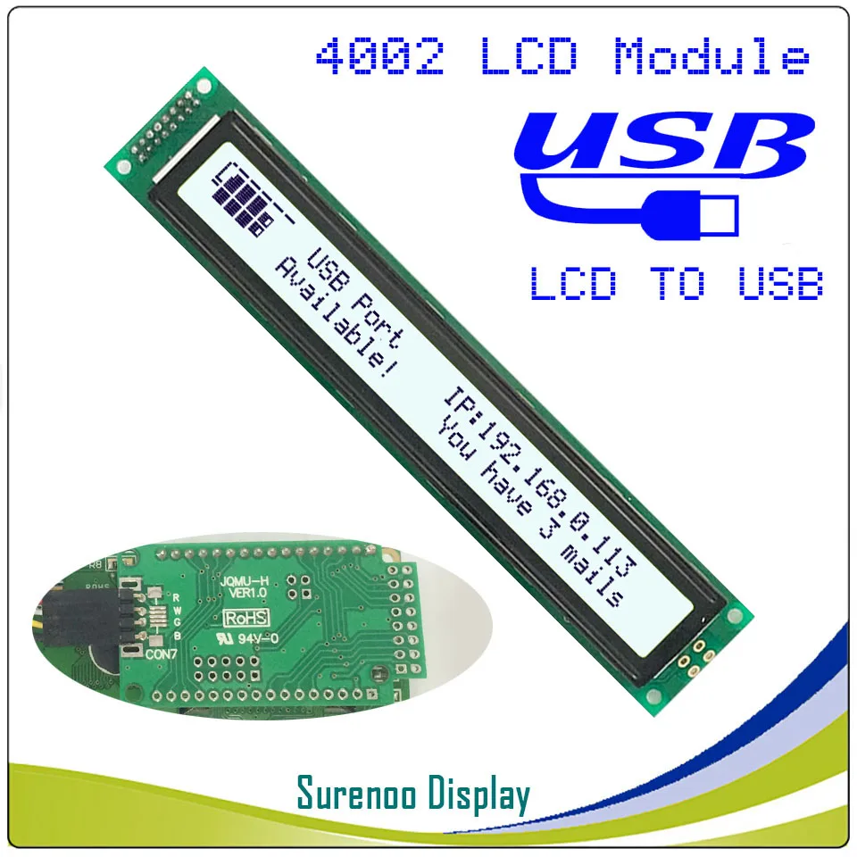 ЖК дисплей 2USB USB 402 40X2 4002 персонаж модуль экран панель sutible LCD Smartie & AIDA64 для DIY ПК|green