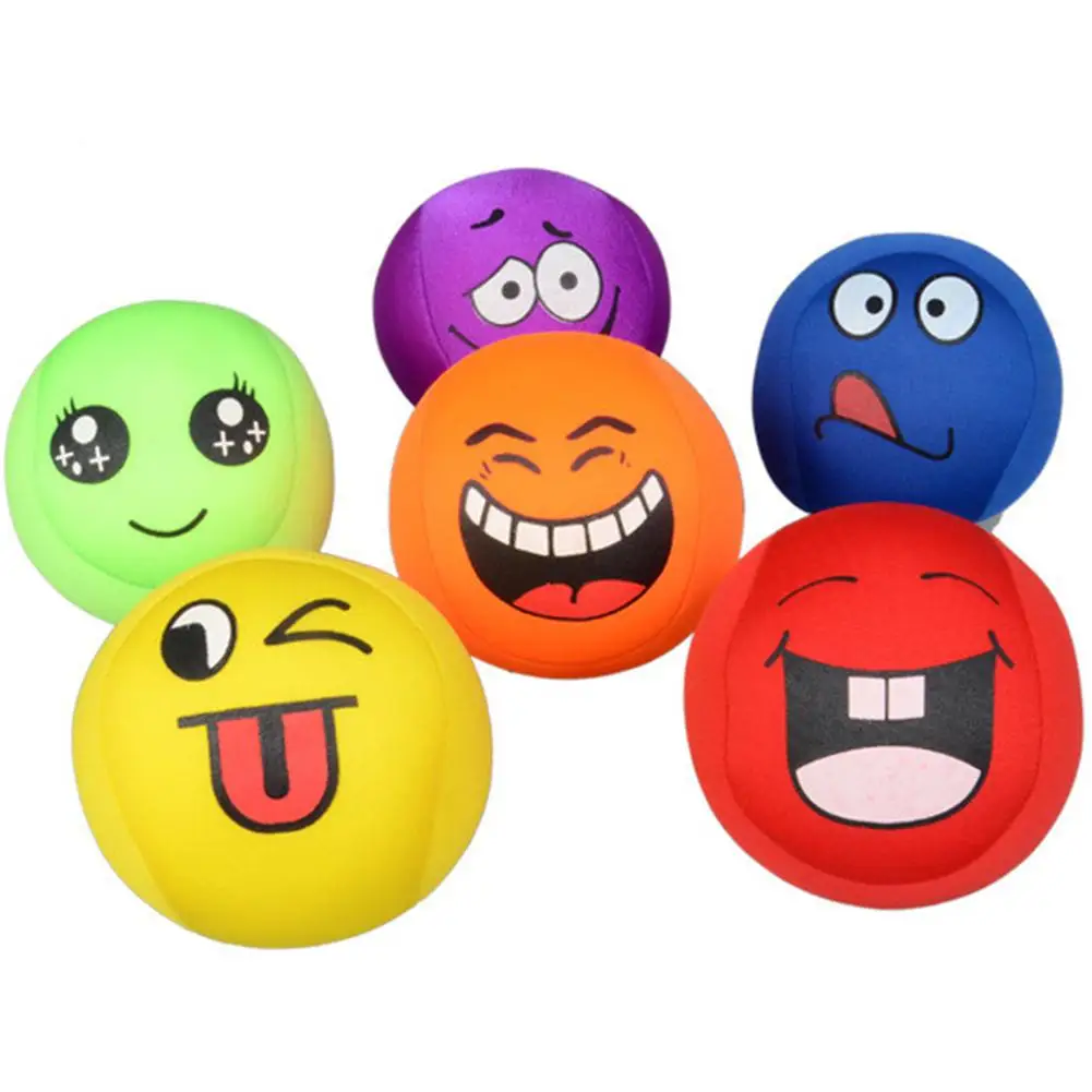 6pcs Kuulee детские развивающие игрушки милые лица выдавливание мяч ассорти цветов мягкие пенопластовые шарики eva набор рука запястье палец - Цвет: 6pcs