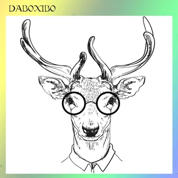 

DABOXIBO Animal With Glasses Clear Stamps For DIY Scrapbooking/Card Making/Photo Album Silicone Decorative Crafts13X13