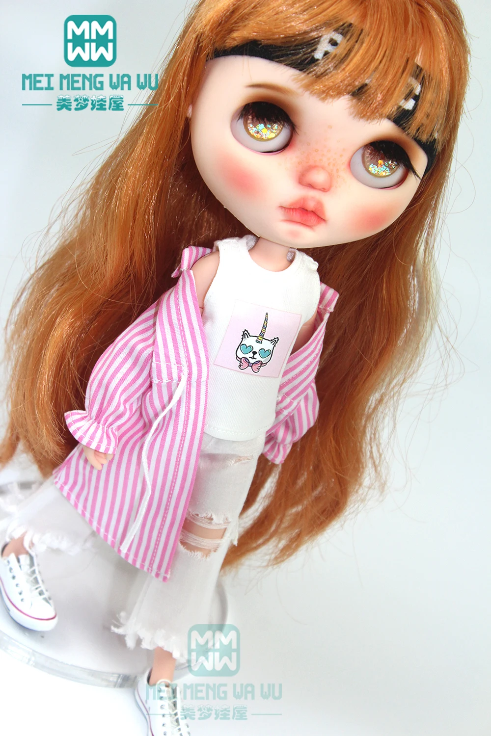 1 шт. одежда Blyth Doll полосатая рубашка, жилет, спортивные штаны для Blyth Azone OB24 OB23 кукла 1/6 аксессуары