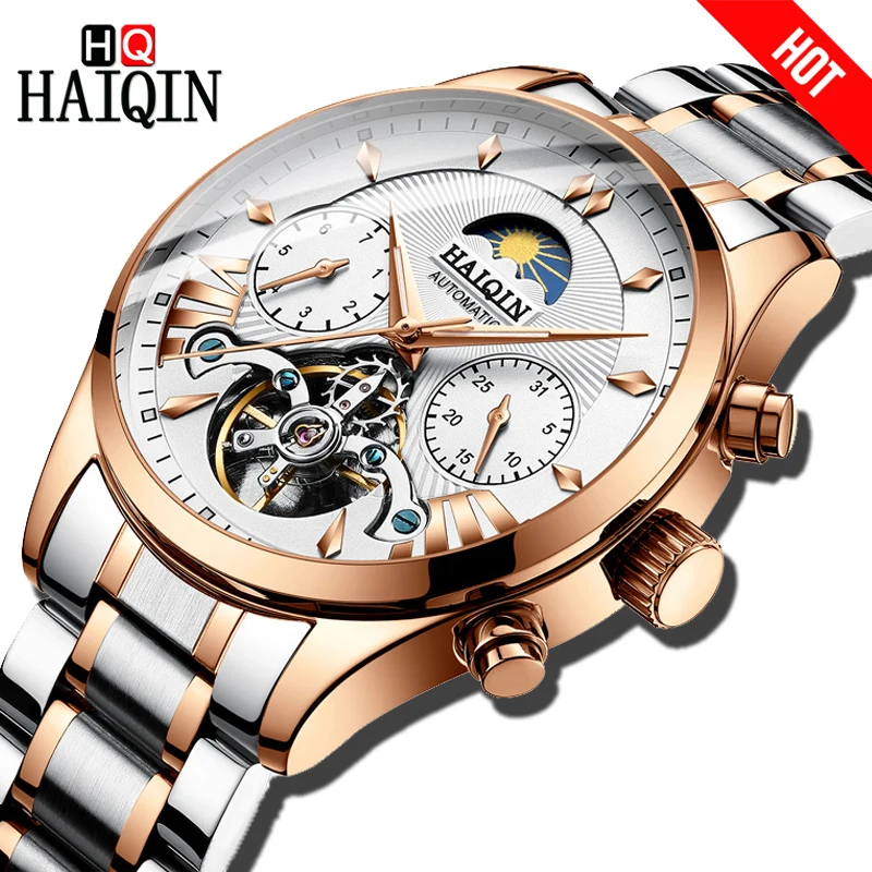 

HAIQIN Luxury Brand Men Watches Automatic Mechanical Clock Classic Business Men Sport Waterproof Male Watch Relogio Masculino