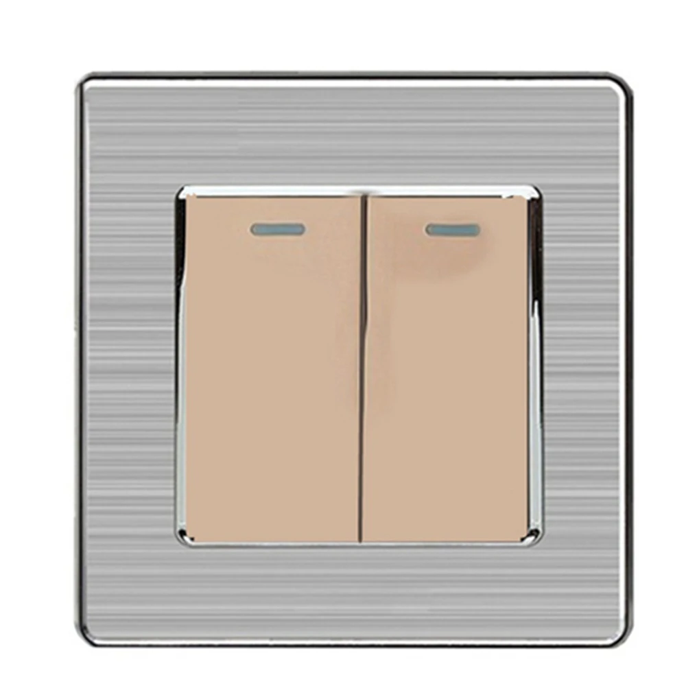 Золотой Luxury Wall Switch Socket Two Two Open Billing Control Stainless Steel UV Panel Interruptor For Hotel Home Office Power Switch - Цвет: Золотой