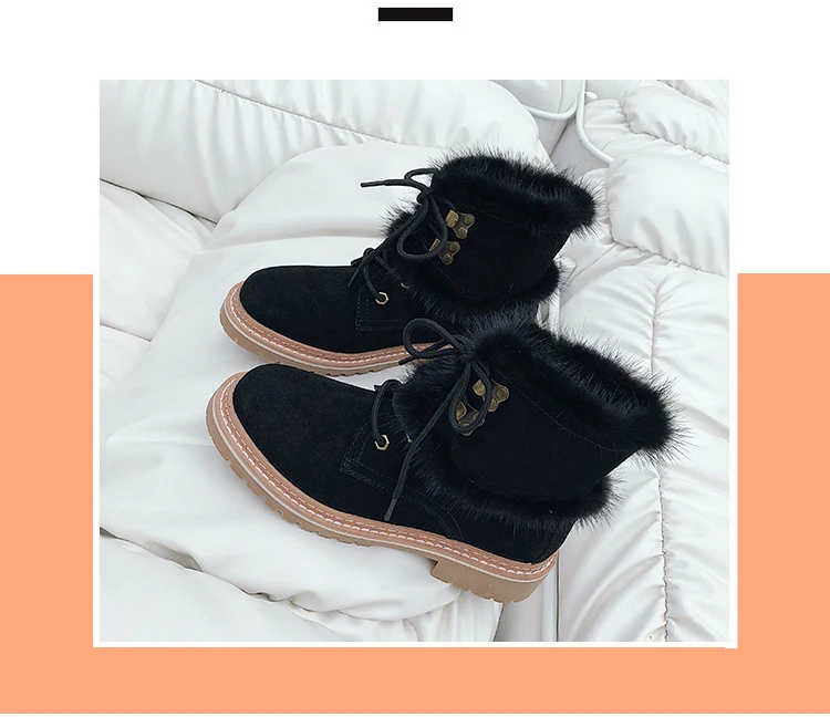 Botas mujer/; Повседневная Теплая обувь; женские Ботинки martin; модные брендовые женские ботинки из натуральной кожи с мехом; черные ботинки с перекрестной шнуровкой
