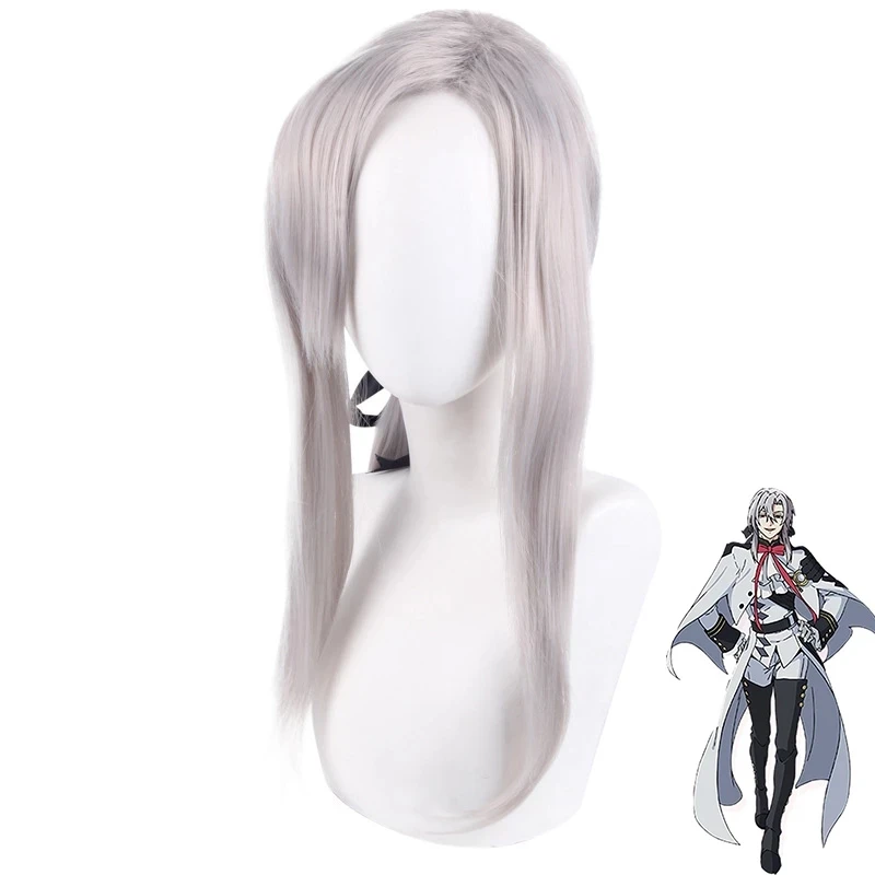 

Owari No Seraph of the End Ferid Bathory 60cm Long Silver Grey Cosplay Wig Heat Resistant Synthetic Costume Wigs + a Wig Cap
