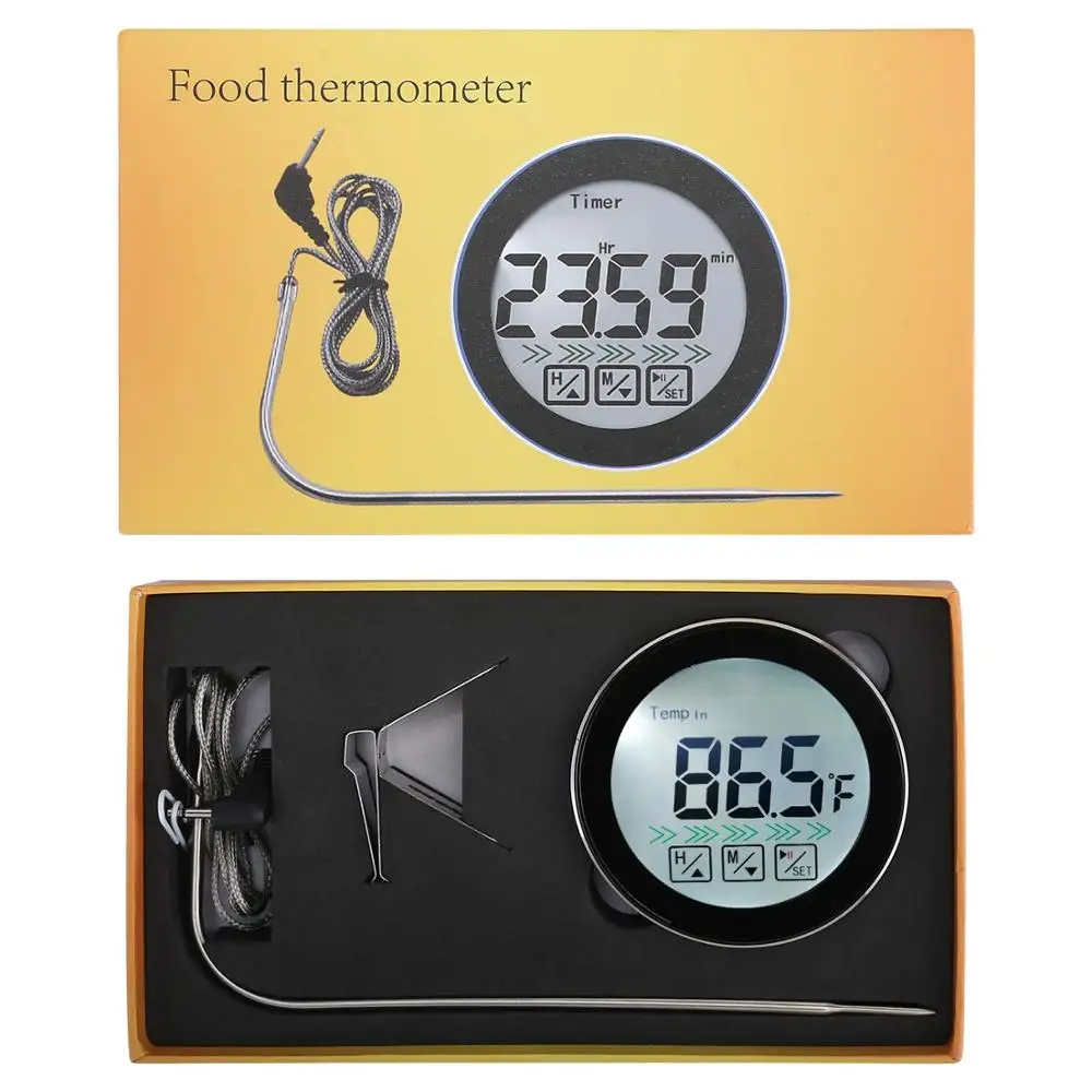 3 в 1 цифровой термометр для приготовления мяса барбекю с сенсорным экраном, термометр для приготовления пищи в помещении и на открытом воздухе с таймером и зондом для домашней печи для барбекю
