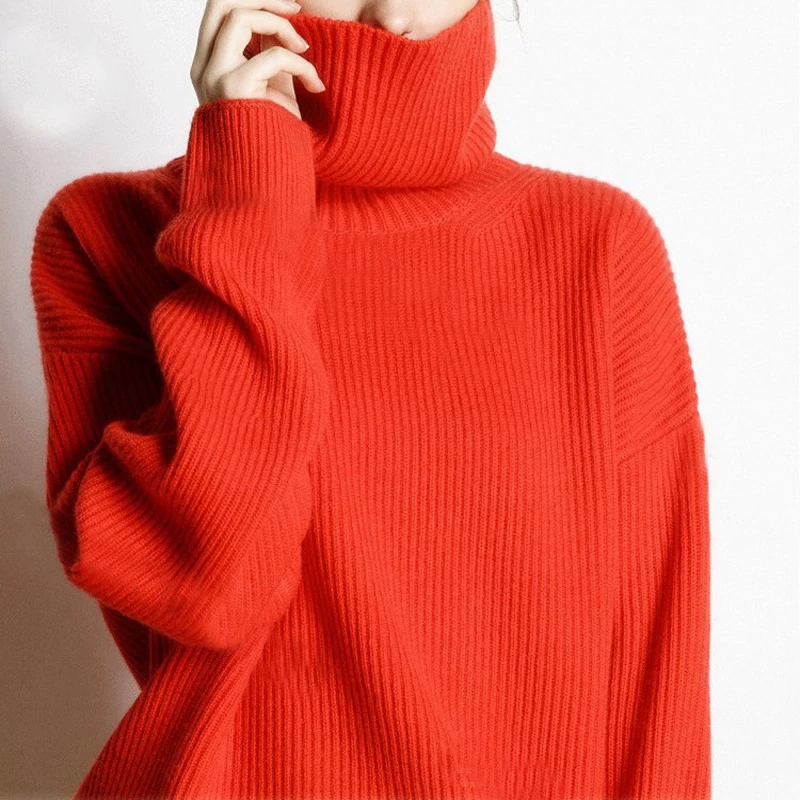 QN-006-Red Свитер Mujer, теплый свитер, Женская корейская модная одежда, Зимний пуловер, Женский вязаный свитер с высоким воротом, большие размеры, Femme - Цвет: QN-006-Red