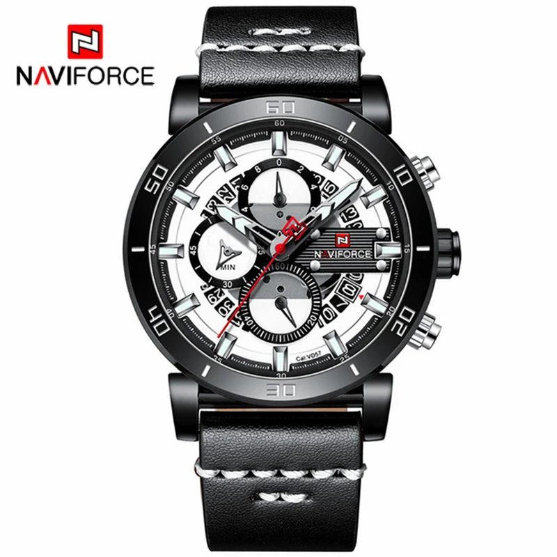 NAVIFORCE, модные часы для мужчин, лучший бренд, Роскошные Кварцевые аналоговые часы, коричневый кожаный ремешок, календарь, повседневные мужские часы, Relogio Masculi