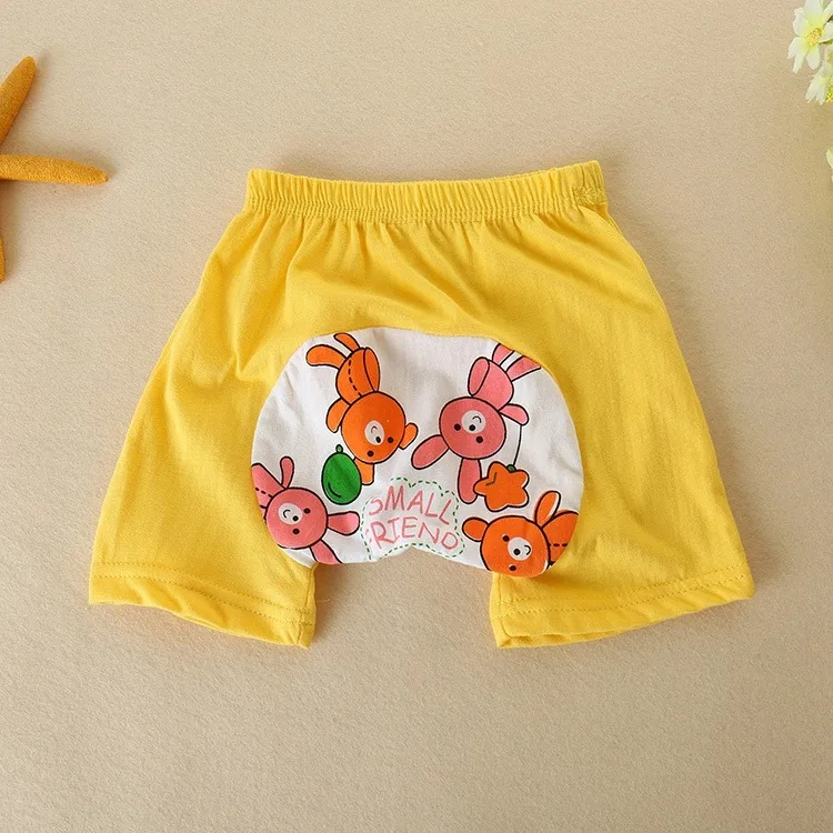 yellow-bear Baby Shorts Cotton PP Pants Boys Butt Pants Girls Thin Cute Cartoon Diaper Cover for 0-2years Infant Newborn Pant Free Shipping - Цвет: yellow-bear
