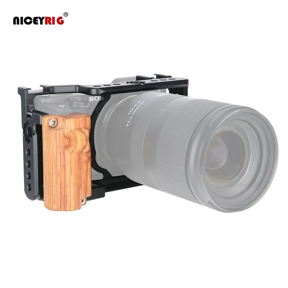 Корпус для камеры Niceyrig A6400 A6500 A6100 с деревянной ручкой Холодный башмак винтом 1/4