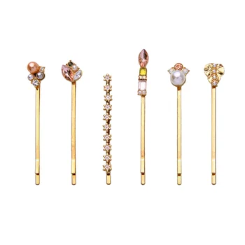 

6pcs Pearl Inlay Rhinestone Hair Clips Elegance Hairpins Bobby Pins Hair Accessories for Girl Woman