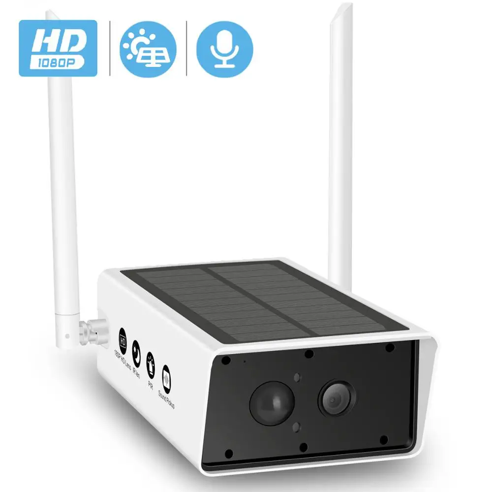 

HD 1080P Solar Camera Wifi TF card Slot Battery Powered IP Camera Wireless P2P Audio Outdoor Security Camera With PIR Motion