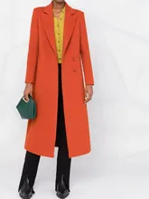  Lightly Cooked Imitation Cashmere Covered Button Ladies Overcoat Winter New Notched Elegant Slim Orange Women's Woolen Coats 
