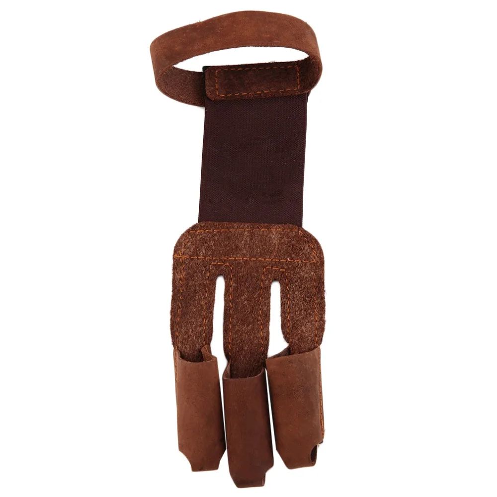 

Archery Protect Glove 3 Fingers Pull Bow arrow Leather Shooting Gloves free shipping