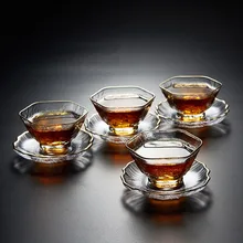 Креативный японский стиль термостойкая прозрачная стеклянная чайная чашка подстаканник маленькая чайная чаша чайный набор кунг-фу посуда для напитков мастер чашка подарок