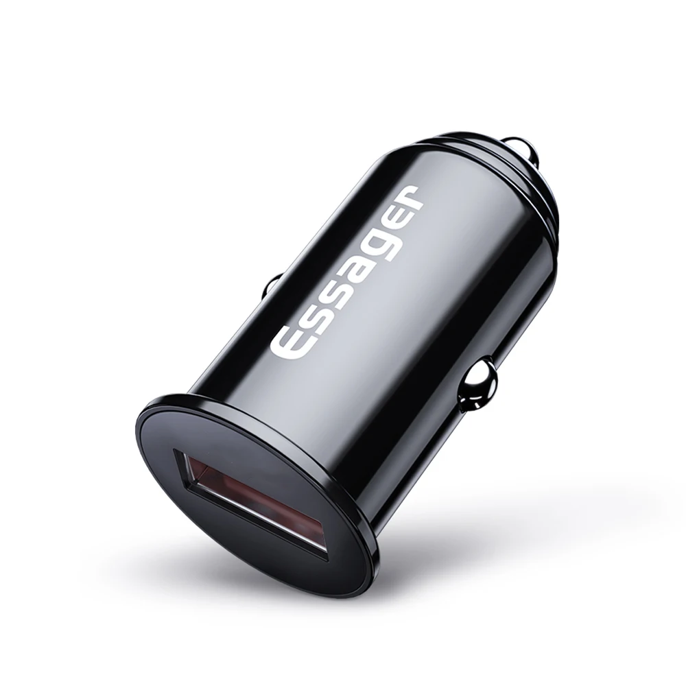 Black Автомобильное зарядное устройство Essager mi ni USB Quick Charge 3,0 Автомобильное зарядное устройство для телефона для Xiaomi mi samsung iPhone QC3.0 QC Быстрая зарядка для мобильного автомобиля - Тип штекера: Black