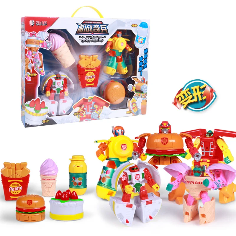 

5pcs/lot Transformation Model Robot Hamburger Transforming Kids Toy Toddler Robots Cool Toy For Boys Birthday Toys For Children