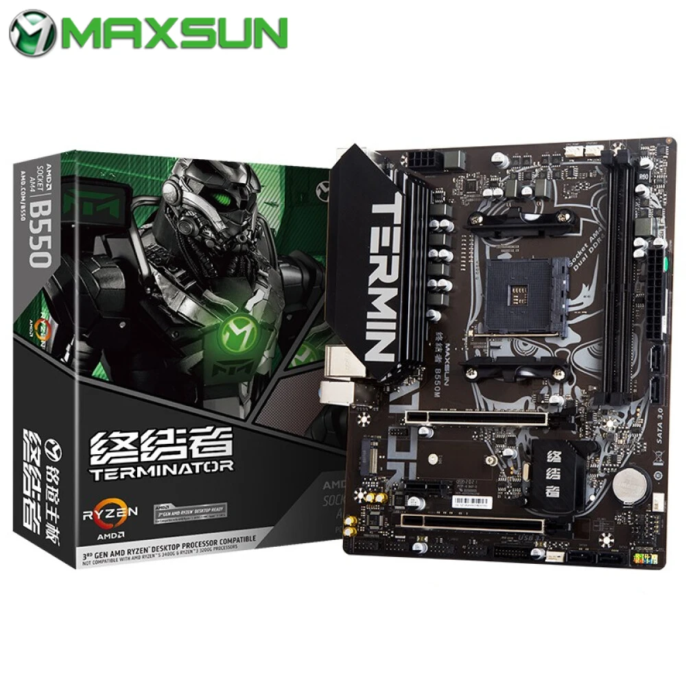MAXSUN материнская плата Terminator B550M AMD B550 chipest AM4 NVME M.2 SATA SSD DDR4 HDMI VGA Графическая карта 6