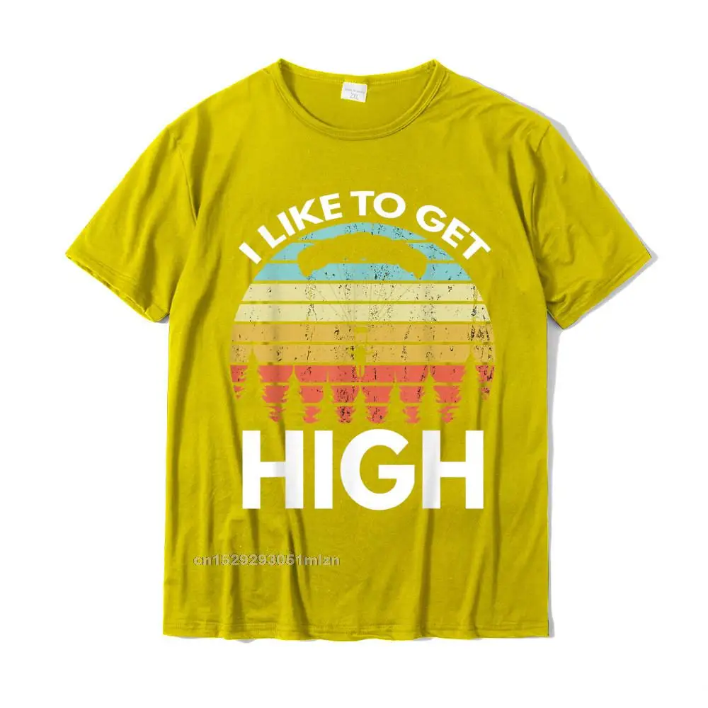  Men Tshirts Classic Design Tees All Cotton Crew Neck Short Sleeve Camisa Tops T Shirt Mother Day Free Shipping I Like To Get High Funny Parachuting Skydiver T-Shirt__3289 yellow