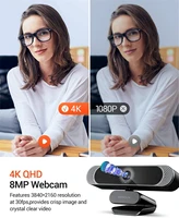 DEPSTECH DW49 4K 8MP HD Webcam with Noise-Canceling Microphone/ Privacy Cover/ Tripod Plug Play USB Web Camera for Meeting Video - Image 2