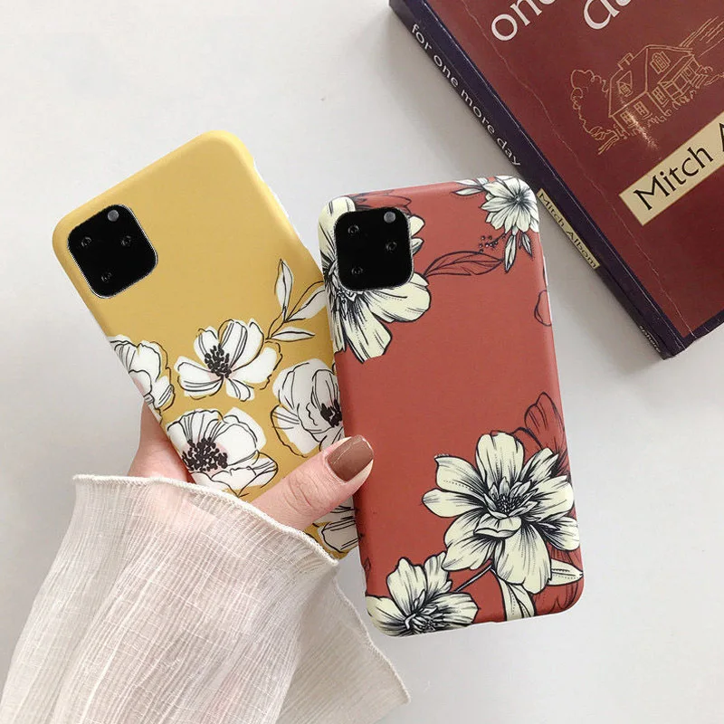 Lovebay ретро красочные цветы чехол для телефона для iphone 11 Pro XR XS Max X 6 6S 7 8 Plus лист матовый мягкий IMD арт задняя крышка с цветочным рисунком