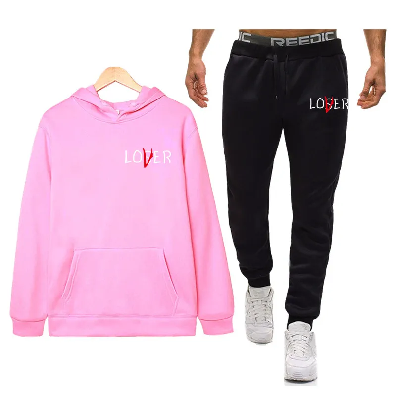 18 Harajuku Loser Lover It Inspired спортивный костюм с капюшоном брендовая мужская спортивная одежда из двух частей и осенняя одежда для фитнеса мужской костюм - Цвет: 18