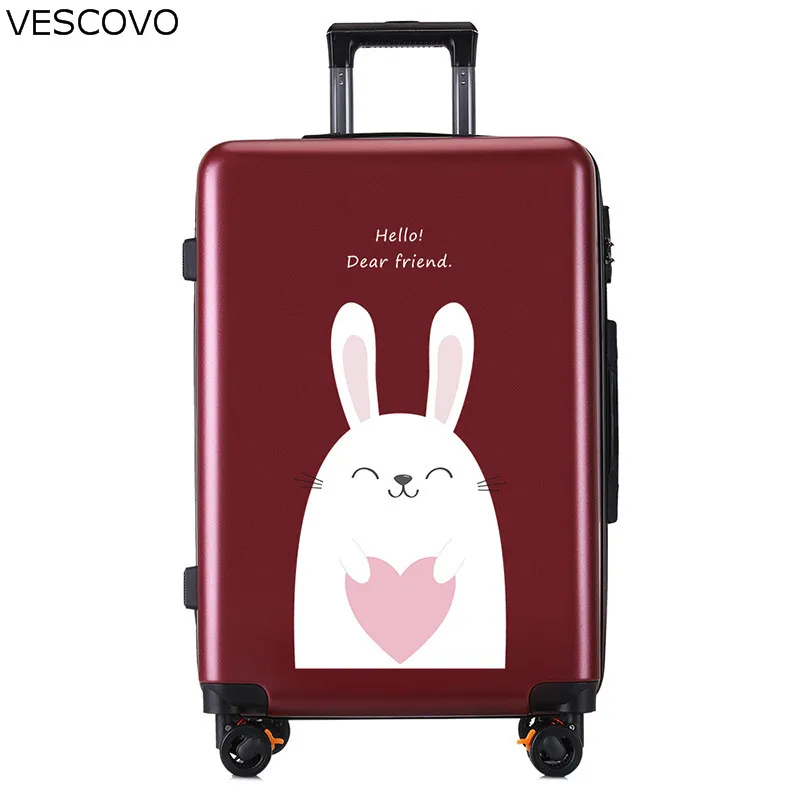 Vescovo 2" 22" 2" дюймовый чемодан с колесиками для девочек, багаж на колёсиках, Женский каюта чемодан, мультяшная сумка на колесиках