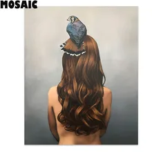 DIY фото на заказ алмазная живопись цветы птица перья вышивка стразами Девушка полный квадратный круглый дрель вышивка крестиком домашний декор