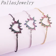 10 шт простой модный Радужный цирконий CZ микро проложить сердце браслет-цепочка