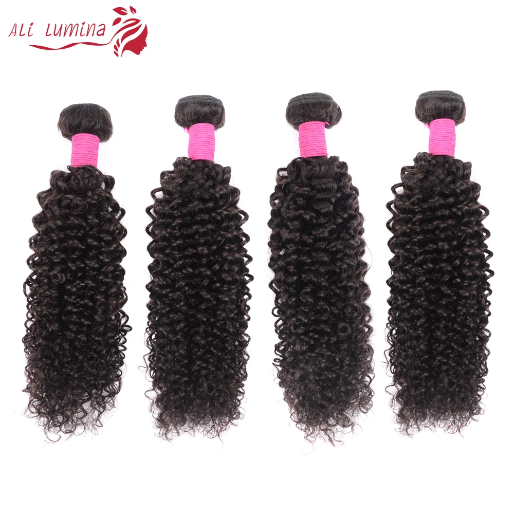 

Ali Lumina Brazlian Hair Weave Bundles 4 PCS Jerry Curly Remy Human Hair Extension Bundles Natural Color 8-32 Inches