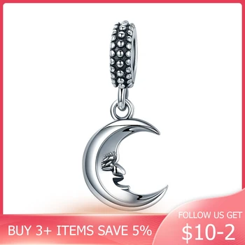 

CodeMonkey High Quality 925 Sterling Silver Mr. Moon Smile Face Pendant Charm fit Charm Bracelet DIY Fine Jewelry Gift CMC149